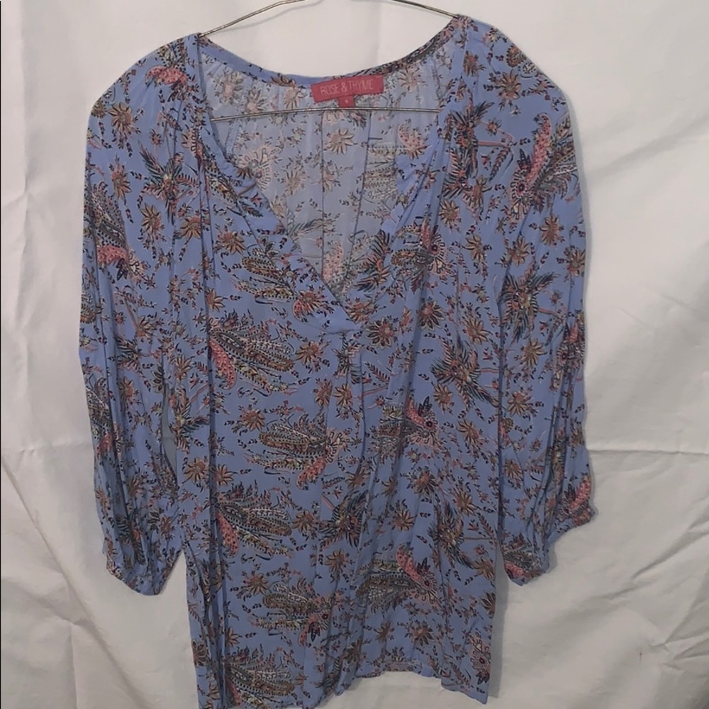 Blue and pink blouse
